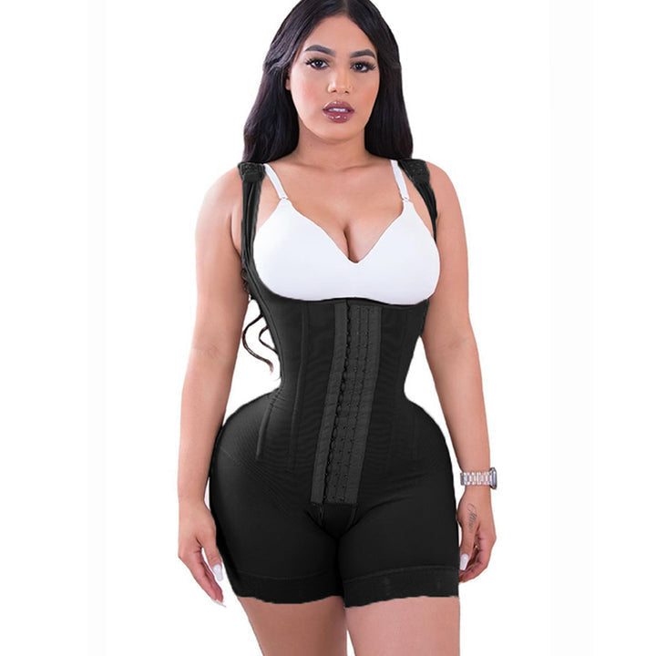 HIGH DOUBLE COMPRESSION GARMENT ABDOMEN CONTROL HOOK AND EYE CLOSURE TUMMY CONTROL ADJUSTABLE BODYSUIT