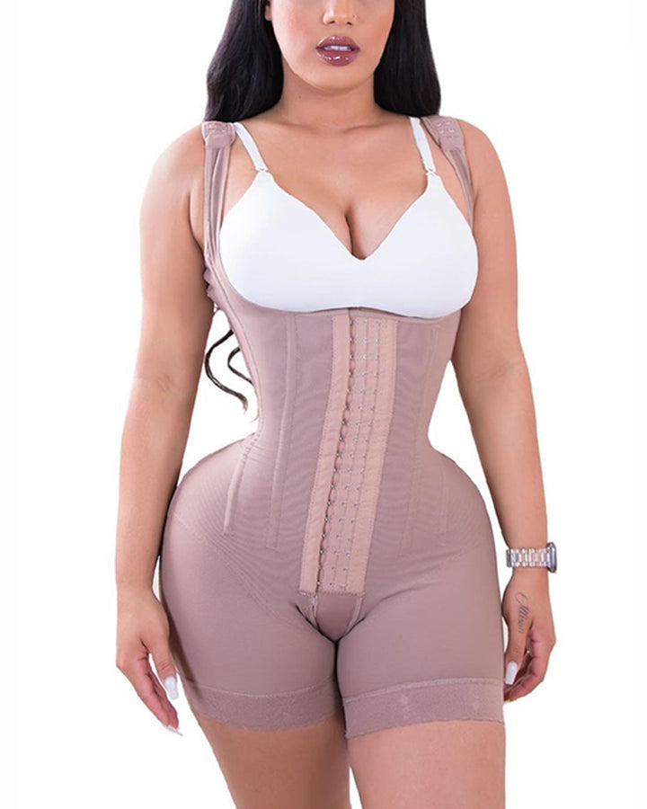 HIGH DOUBLE COMPRESSION GARMENT ABDOMEN CONTROL HOOK AND EYE CLOSURE TUMMY CONTROL ADJUSTABLE BODYSUIT