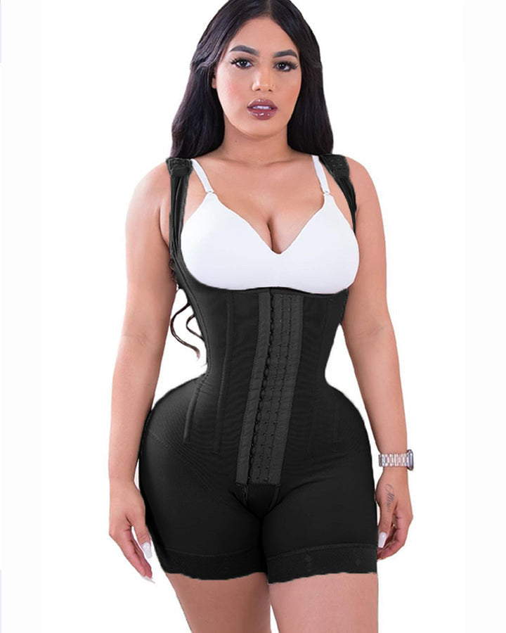 HIGH DOUBLE COMPRESSION GARMENT ABDOMEN CONTROL HOOK AND EYE CLOSURE TUMMY CONTROL ADJUSTABLE BODYSUIT