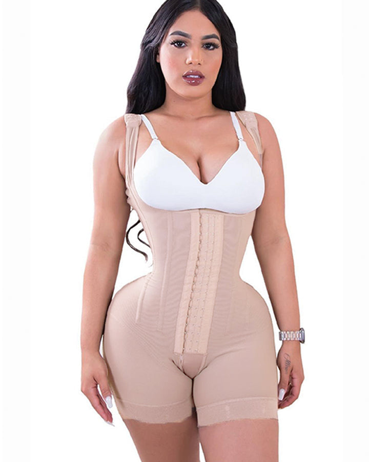 HIGH DOUBLE COMPRESSION GARMENT ABDOMEN CONTROL HOOK AND EYE CLOSURE TUMMY CONTROL ADJUSTABLE BODYSUIT