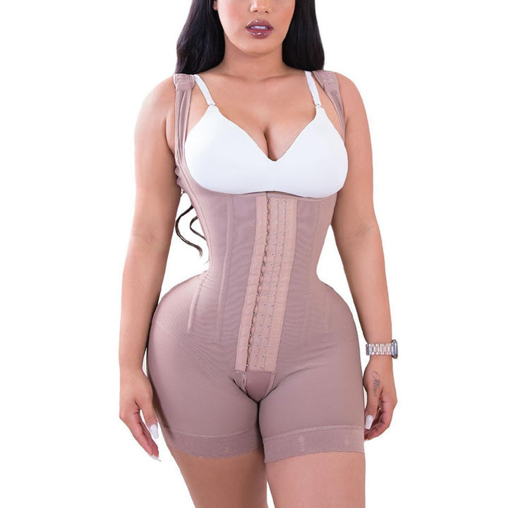 HIGH DOUBLE COMPRESSION GARMENT ABDOMEN CONTROL HOOK AND EYE CLOSURE TUMMY CONTROL ADJUSTABLE BODYSUIT